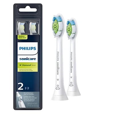 Image of Philips Sonicare Genuine W DiamondClean Replacement Toothbrush Heads, 2 Brush White, HX6062/65