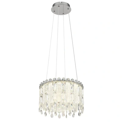 Image of Klunka 39.5cm Pendant Ceiling Light Chrome K5 Crystals LED Dimmable 2700 6000K Remote Control