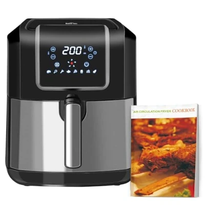 Image of HOMCOM 6.5L Air Fryer, 1700W Fryer Oven with Digital Display, Rapid Circulation, Adjustable Temperature, Timer and Nonstick Basket for Oil Less or Low Fat Cooking, Black Grey