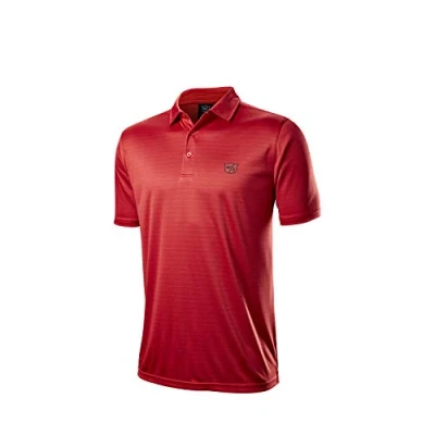 Image of WILSON STAFF Men&#039;s Golf Polo Shirt, STRIPE POLO, Polyester, Red, Size L, WGA700729LG