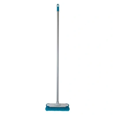 Image of CHARLES BENTLEY Broom, Blue, Soft, Indoor Metal Handle, Broom Head, Soft Flagged Bristles, Rubber Bumpers, Strong, Robust Hanging Hook, Practical (120x14x14cm)