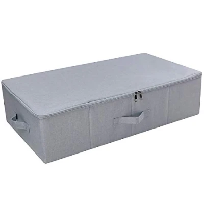 Image of iwill createpro Underbed Garment Storage Basket with Three side Zipper Cover, Large Size &amp; Folding Design, Anti mold Organizer Container, Light Gray