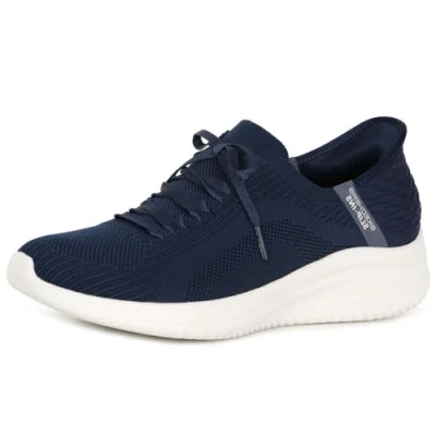 Image of Skechers Women&#039;s Ultra Flex 3.0 Brilliant Path, Navy Knit/Mint Trim, 3 UK