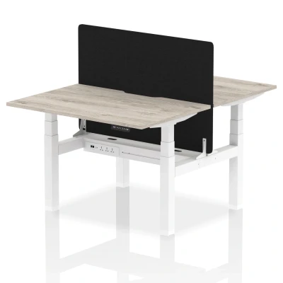 Image of Air B2B 1200x800 Adjustable 2P Bench Desk Scallop Gr Oak/White +Screen