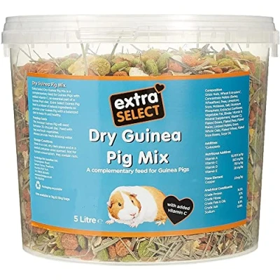Image of Extra Select Guinea Pig Food Dry Muesli Mix with Concentrate Pellets, Flaked Maize, Grass Hay, Pea Flakes for Pigs Vitamin C Small Pet Feed 5 Litre Tub