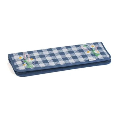 Image of Hobby Gift Knitting Pin &amp; Crochet Hook Zippered Hard Case, Embroidered, Wild Floral Plaid (MR4705EE)