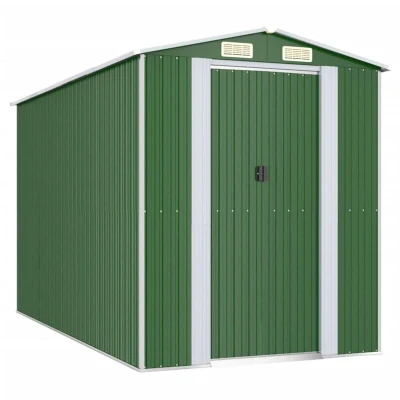 Image of vidaXL Garden Shed Green 192x357x223 cm Galvanised Steel
