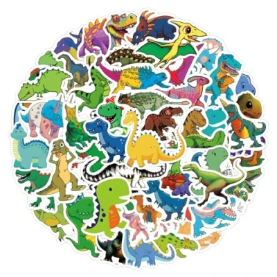 Image of 100 Pcs Dinosaur Stickers for Kids Teens Adults Boys Girls Gift,Stickers Pack Laptop,Skateboard,Luggage,Car,Bike, Cup,Computer,Water Bottle Decor,Dinosaur Vinyl Waterproof Sticker Decals
