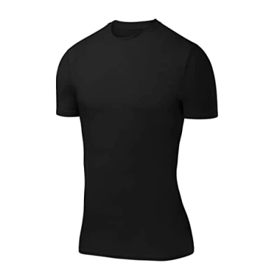 Image of PowerLayer Boys&#039; Compression Baselayer Top Short Sleeve Under T Shirt Black, 6 8 Years (Boys Small)
