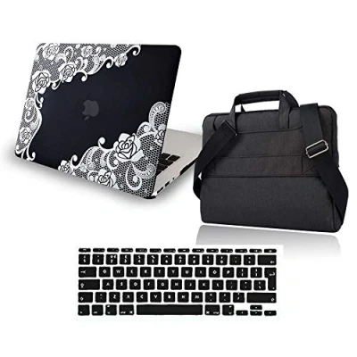 Image of FINDING Case Apple MacBook Air 11 inch A1370 A1465,BUNDLE 3 IN 1 Hard Shell with Laptop Shoulder Bag Strap and Keyboard Skin Cover for inch/11.6&quot; (Lace Black)