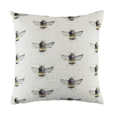 Image of Evans Lichfield Bee Happy Repeat Watercolour Printed Feather Filled Cushion White One Size