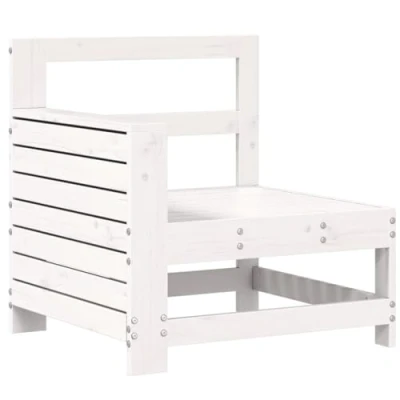 Image of vidaXL Garden Armrest Sofa in White Solid Wood Pine Outdoor Seating for Gardens, Patios, Decks 69x62x70.5 cm Slatted, Water Resistant