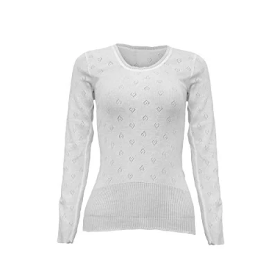 Image of Ladies Snowdrop Thermal Underwear Cotton Soft Vest Tops &amp; pantee, Long Johns (Long Sleeve Round Neck White, X Large (XOS) (18 20) UK)