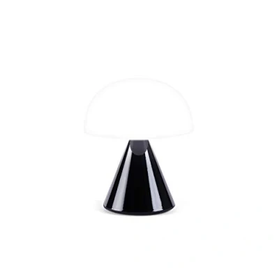 Image of Lexon Mina Small Mushroom Lamp LED Portable Bedside Light for Bedrooms, Kids &amp; Nursery Rechargeable with 12h Autonomy Memory Dimmer, Aluminum Glossy Black