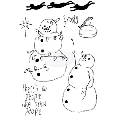 Image of Lindsay Mason Designs A6 Flying Snowmen Doo Lally Pip Clear Stamp