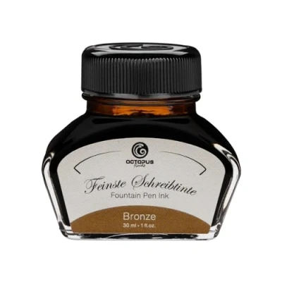 Image of Octopus Fluids Fountain pen Ink in glass,Writing for pen, Bronze 30ml, inkpot, Calligraphy
