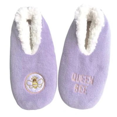 Image of Baffies Light Queen Bee Slippers Medium. Soft &amp; Fluffy Women&#039;s Slippers, Warm House for Women, Cosy Winter Perfect Christmas, Birthday Gift, Non Slip Home Ladies.