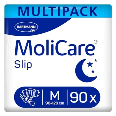 Image of MoliCare Slip Night Disposable Incontinence for Women and Men with Severe Urine Stool Incontinence, Reclosable, Size M (80 120 cm), 3 Packs of 30 (90 Pieces)