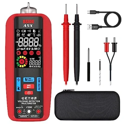 Image of BSIDE Rechargeable Smart Digital Multimeter Professional Voltmeter Ammeter Auto Range Colour LCD AC DC Voltage Current Capacitance Ohm Hz Diode Continuity Tester with NCV VFC Carrying Case