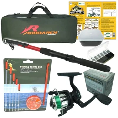 Image of Roddarch© Junior Beginners Kids Novice Fishing Rod Reel Kit Set