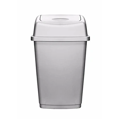 Image of VTL® 50 LITRE PLASTIC WASTE SWING BIN KITCHEN HOME RUBBISH DUSTBINS SILVER