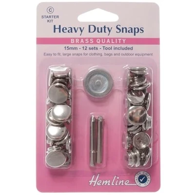 Image of Hemline Heavy Duty Metal Snaps Kit with Tool Nickel/Silver