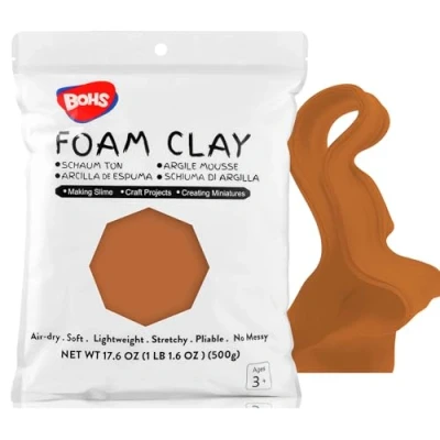 Image of BOHS Chocolate Brown Modeling Foam Clay Air Dry, Squishy,Pliable Molding for Adult Arts &amp; Crafts Project,Fake Bake,Cosplay,Slime Supplies,1.1Lbs/500G