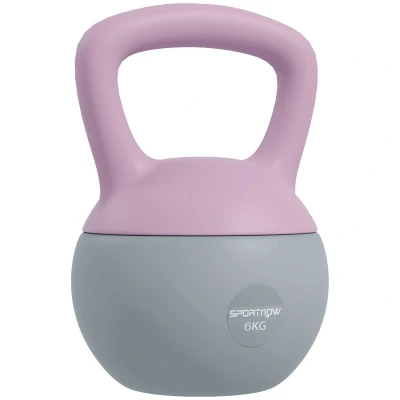 Image of SPORTNOW Soft Kettlebell, 6kg Kettle Bell with Non Slip Handle for Home Gym Weight Lifting and Strength Training, Purple Grey