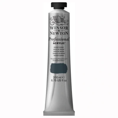 Image of Winsor &amp; Newton 200ml Professional Acrylic Colour Tube Payne&#039;s Gray