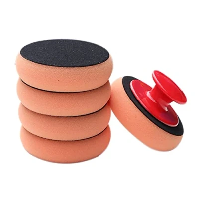 Image of WANGCL 5PCS Car Wax Applicator Pads Kit Orange Sponge Waxing Pad with Grip Handle for Polishing and Cleaning