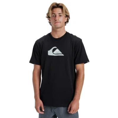 Image of Quiksilver COMP LOGO SS Print Tshirt, Men&#039;s, Size: Small, Black