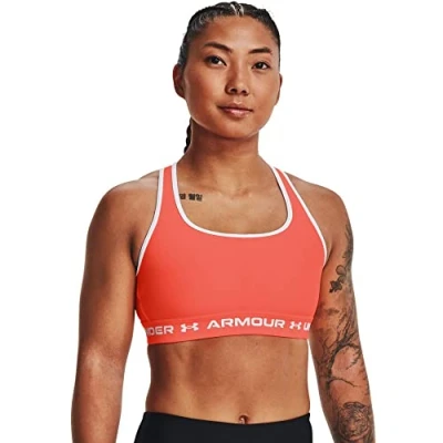 Image of Under Armour Womens Medium Support Crossback Bra Orange XS