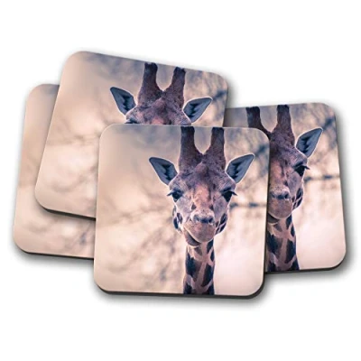Image of 4 Set Pretty Giraffe Coasters Wild Africa Animal Cute Coaster #12342