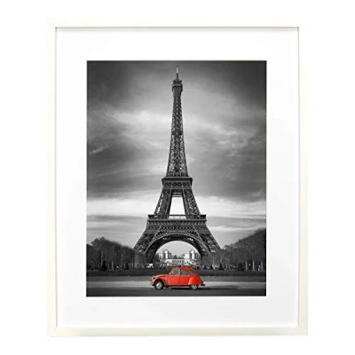Image of BD ART Picture Photo Frame, Poster Frame White 20 x 28(50 70 cm) with mount 16 20(40x50 cm), Plexiglass