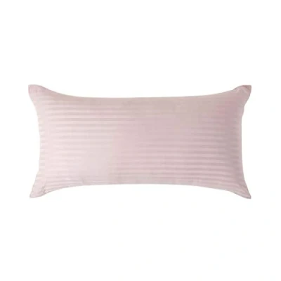 Image of HOMESCAPES Dusky Pink Pure Egyptian Cotton Euro Size Pillowcase 40 x 80 cm 330 TC 500 Thread Count Percale Equivalent Satin Stripe Pillow Case with Zip