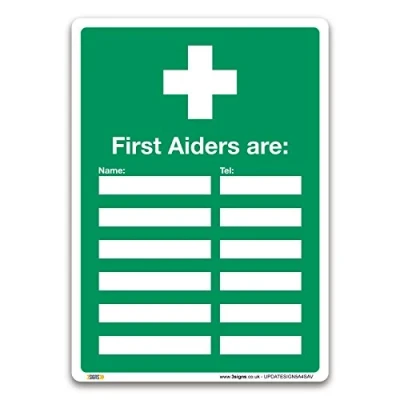 Image of First Aiders Are Sign Update Self adhesive Vinyl Sticker Aid Emergency Safety (A4 297 x 210mm)