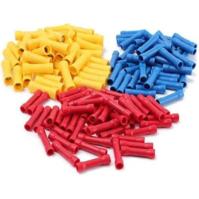 Image of Bestgle 100pcs Crimp Butt Connectors PVC Insulated Straight Electrical Cable Wire Terminals Set