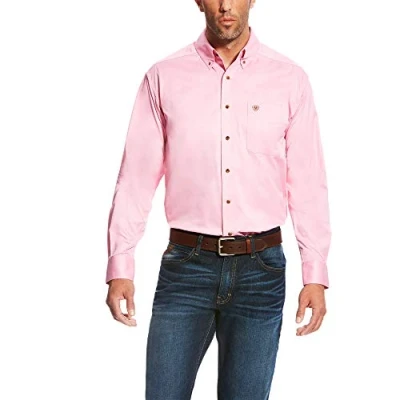 Image of Ariat Men&#039;s Solid Twill Shirt dotd, Prism Pink, XXL