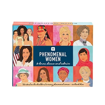 Image of Talking Tables Phenomenal Women Conversation Game with Thought Provoking Question Cards, After Dinner Trivia, Book Club, Feminists,Blue