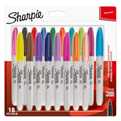 Image of Sharpie Permanent Markers Fine Point Assorted Fun Colours 18 Count