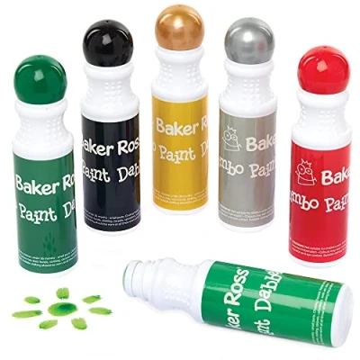 Image of Baker Ross Christmas Jumbo Paint Markers Pack of 6, Dabber Pens for Kids, Kids Painting Art Supplies, (FX330)