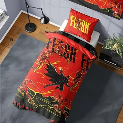 Image of The Flash Movie Duvet Cover DC Multiverse Design Batman Official Reversible Bedding Set Single and Pillowcase