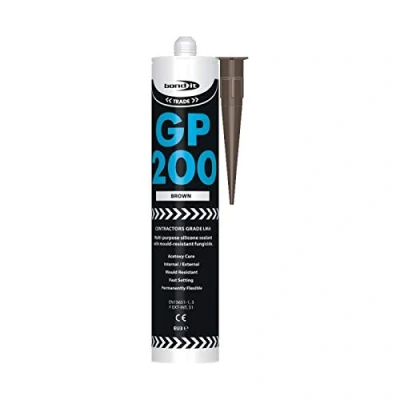 Image of 12 x Bond It Brown GP200 Contractors Grade LMA Silicone Sealant High Modulus Kitchen Bathroom