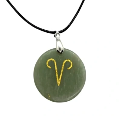 Image of VIE Zodiac Coin Pendant (Aries, Green Aventurine)