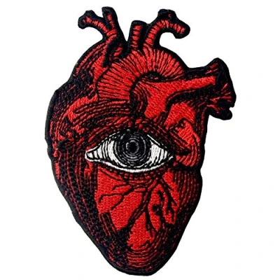 Image of All Seeing Eye On Heart Patch Embroidered Badge Iron Sew Emblem
