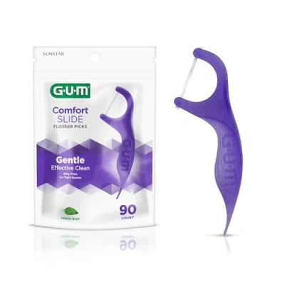 Image of GUM Comfort Slide Flossers for Tight Spaces, Fresh Mint, Dental Floss Picks, 90 Count