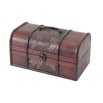 Image of HMF 6411 125 Wooden Treasure Chest 25 x 15 13 cm Small Japan