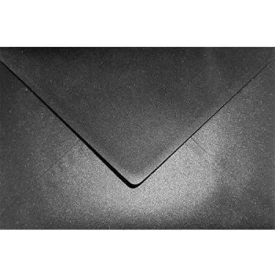 Image of Netuno 25 Large Pearlescent Black envelopes DIN C5 162x229mm 6.38x9.01 inches 120gsm Aster Metallic gummed Pointed Flap no Window for Invitation Wedding Christmas Sympathy Greeting Card Voucher