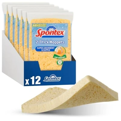 Image of Spontex Thick Moppets, 6 Packs of 2 (Total 12 Sponges)