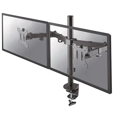 Image of Newstar FPMA D550DBLACK Full Motion Dual Desk Mount (clamp &amp; grommet) for two 10 27&quot; Monitor Screens, Height Adjustable Black